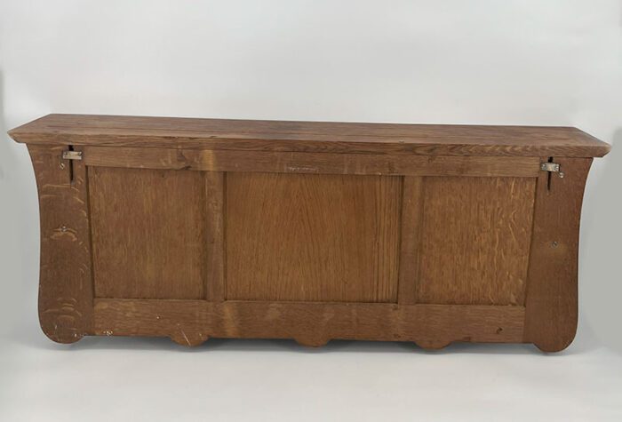 Antique Wooden Shelf with Hanging Hooks - Image 3