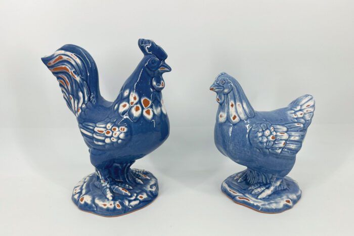 Pair of Blue Rooster and Hen - Image 3