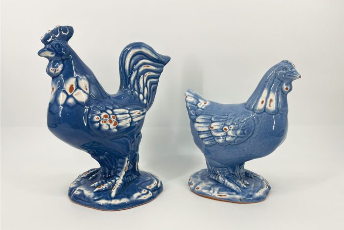 Pair of Blue Rooster and Hen - Image 2