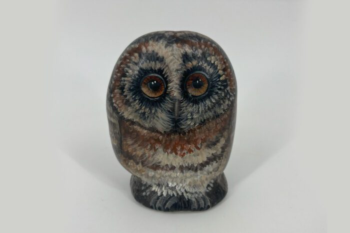 Hand Painted Stone Owl