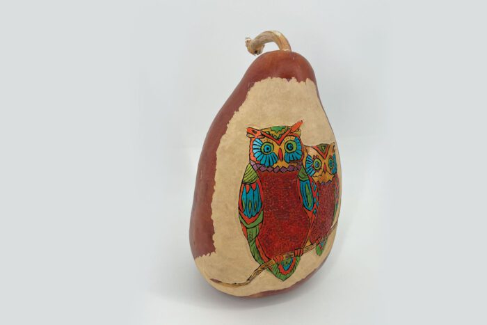 Hand Painted Owl Gourd - Image 2
