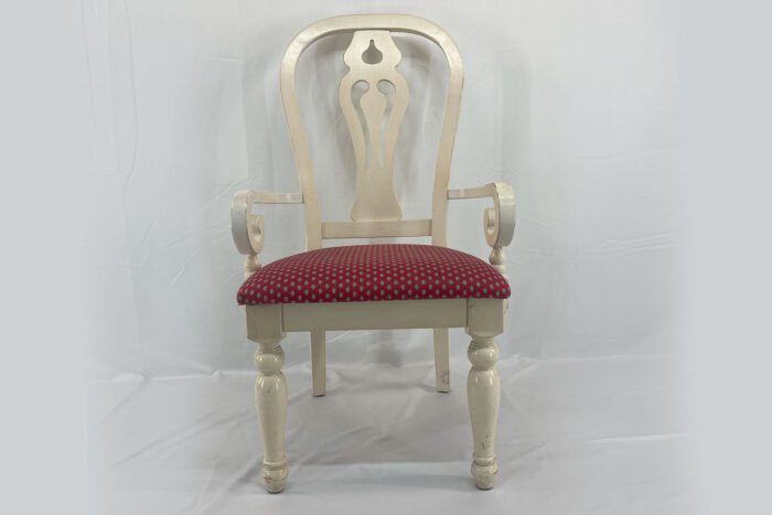 White Chair With Red Seat - Image 2